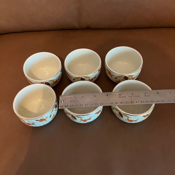 Hall Superior Autumn Leaf Pattern w/ Gold Trim Custard Cups - Set of 6